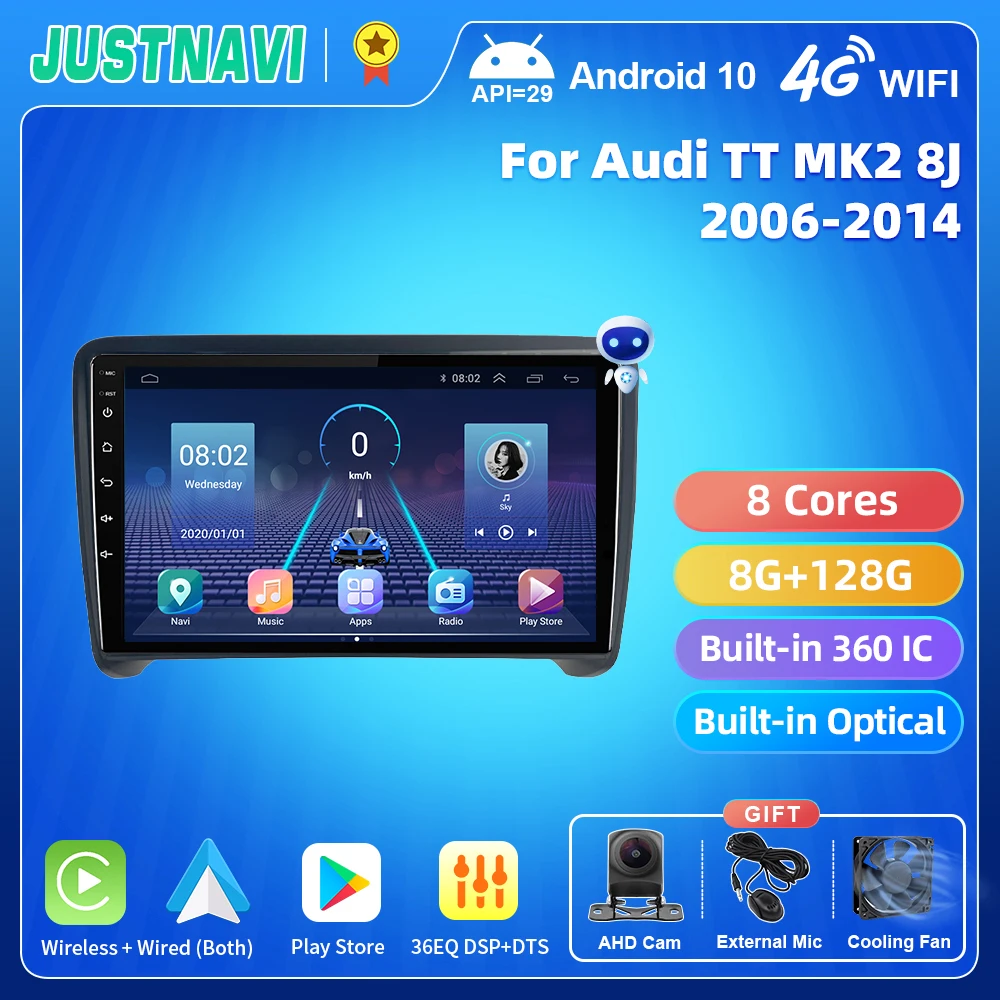 

Автомагнитола JUSTNAVI QT5 для Audi TT MK2 8J 2006-2014, мультимедийный стерео видеоплеер на Android 10, оригинальный заказ