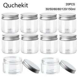 20Pcs 30/50/60/80/120/150ml Lagerung Gläser Mit Deckel Aluminium Runde Kanister leere Kunststoff Kosmetik Gläser Lebensmittel Reise Flasche Topf