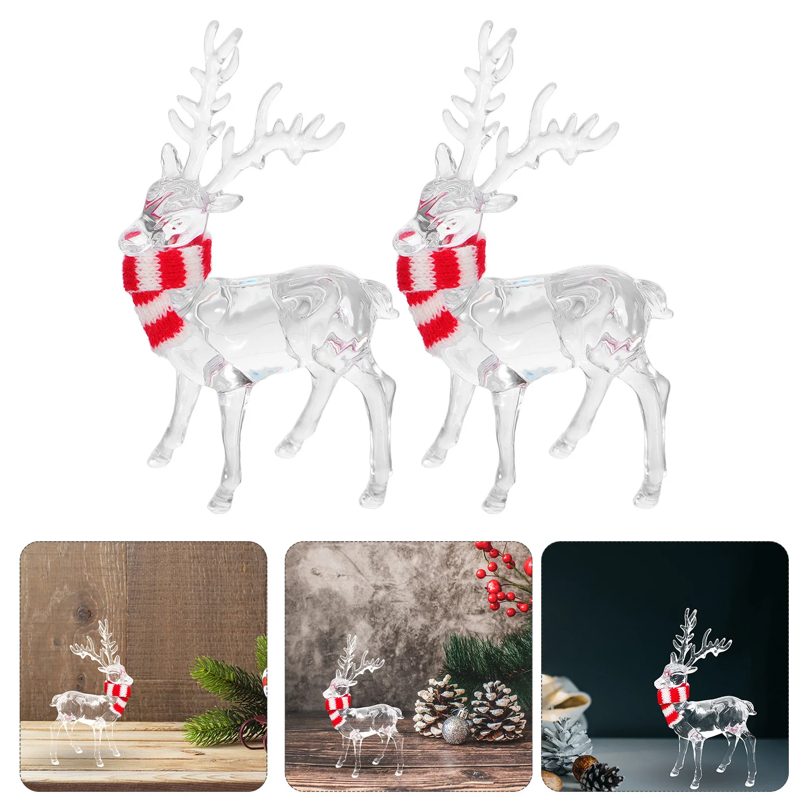 

2Pcs Christmas Transparent Acrylic Reindeer Ornaments Unique Holiday Decor Crystal Elk Decorations Indoor Outdoor