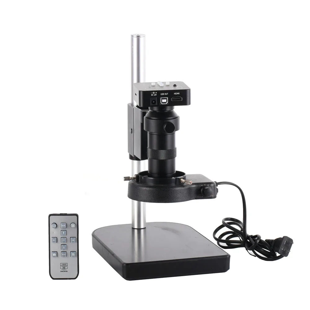 

FHD 60FPS HDMI-Compatible USB Industrial Digital Soldering Microscope Camera with 100X Zoom Lens for Lab Equipment