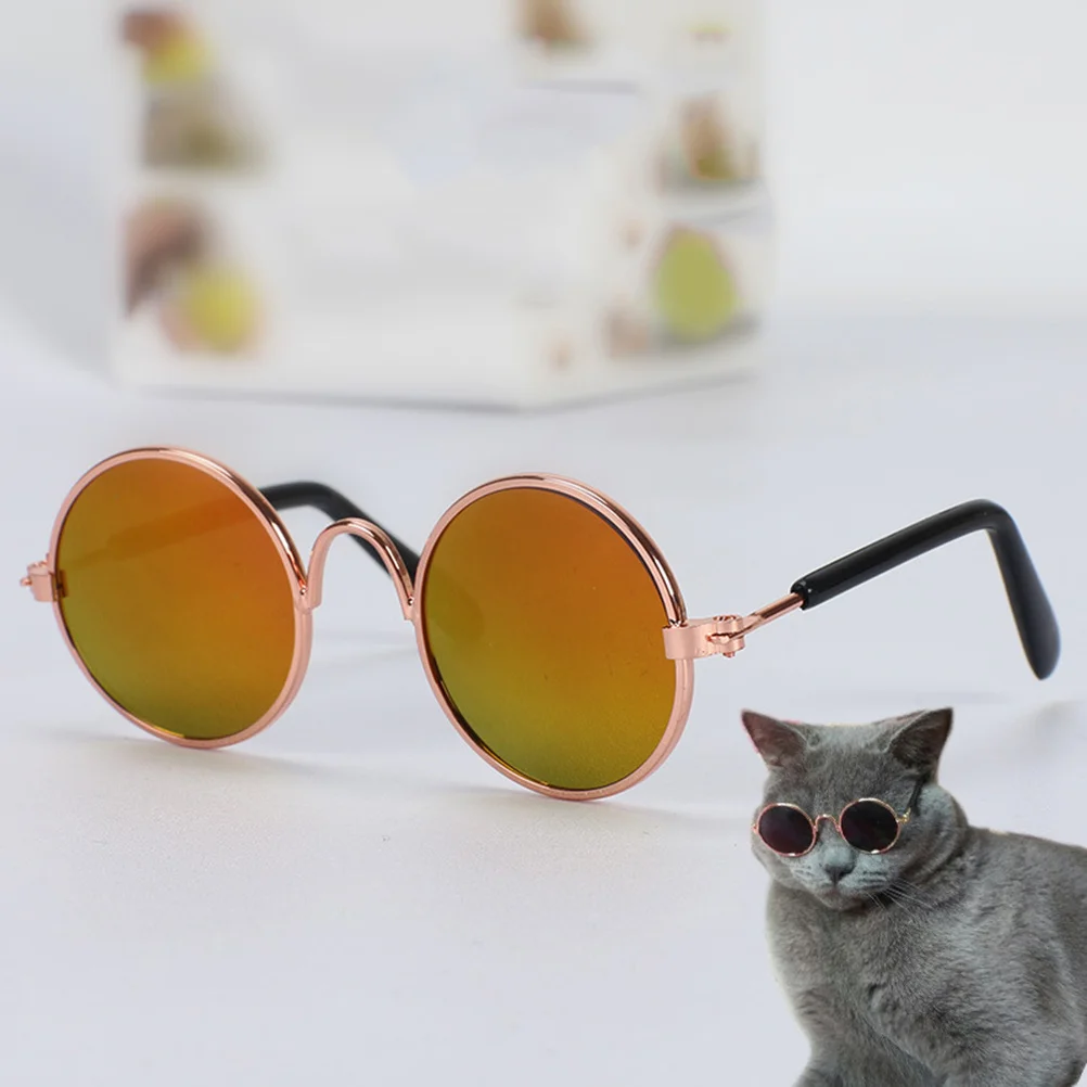 

6pcs Adorable Eyewear Glasses Practical Sunglasses Durable Glasses Funny Party Eyeglasses for Pet Cat Dog Puppy (Gold Frame