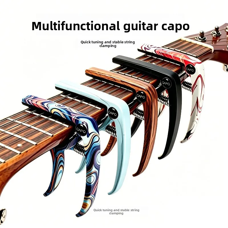 Wood Guitar Capo Nylon Soft Clamp With Picks Digital Tuner Quick Transpose Clip For Acoustic Electric Folk Guitar Accessory