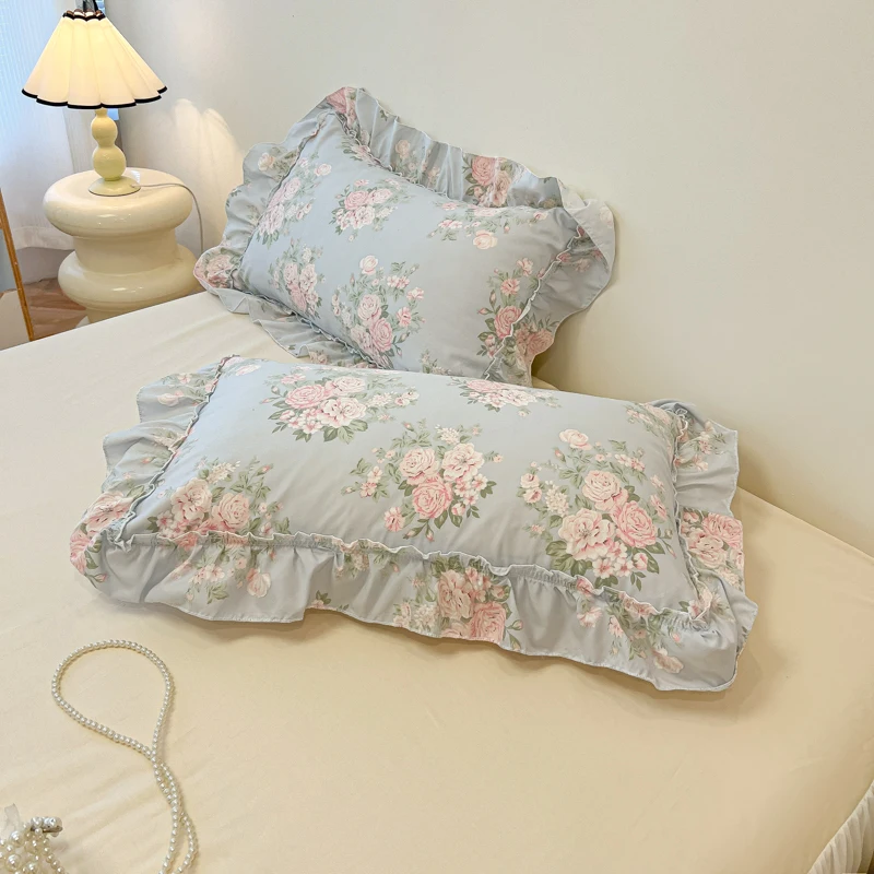 Conjunto de cama floral botânico fresco para crianças e adultos, folhas, capa de edredão de flores, fronhas, algodão lavado macio, tecido doméstico