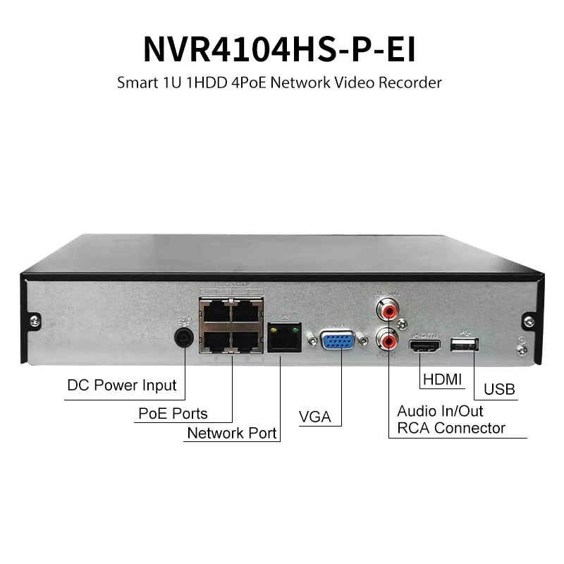 Dahua International Version WizSense 4POE 8POE 4K NVR Supports EPTZ SMD Face Recognition AI Search NVR4104HS-P NVR4108HS-8P-EI