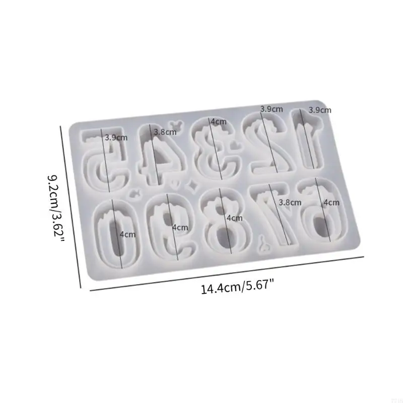 77JB Số khuôn 0 đến 9 khuôn silicon Epoxy Resin khuôn cho DIY Handmade Crafts Wedding Vòng cổ trang trí dây chuyền trang trí mặt