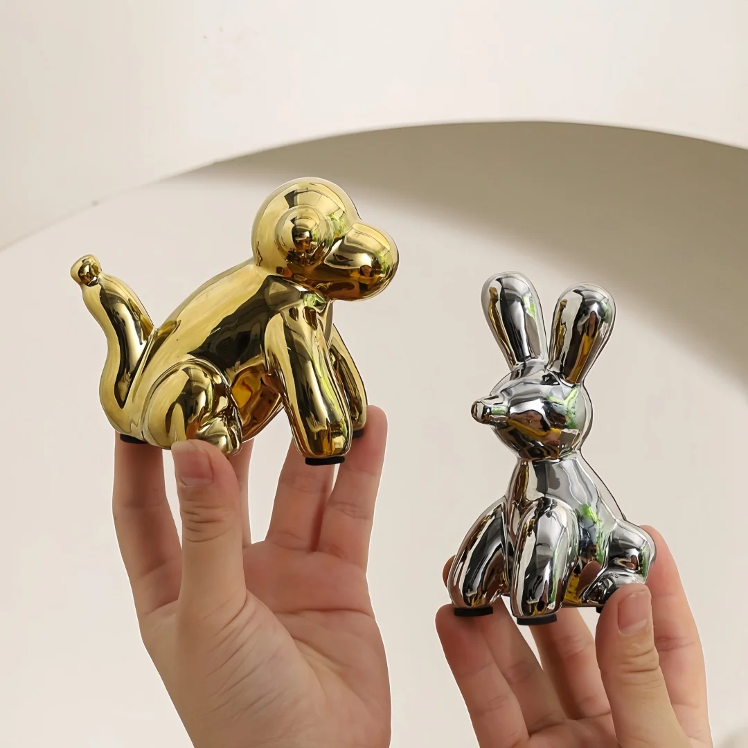 Ceramic Shiny mini animal figurine cute balloon monkey gifts for kids desktop ornament