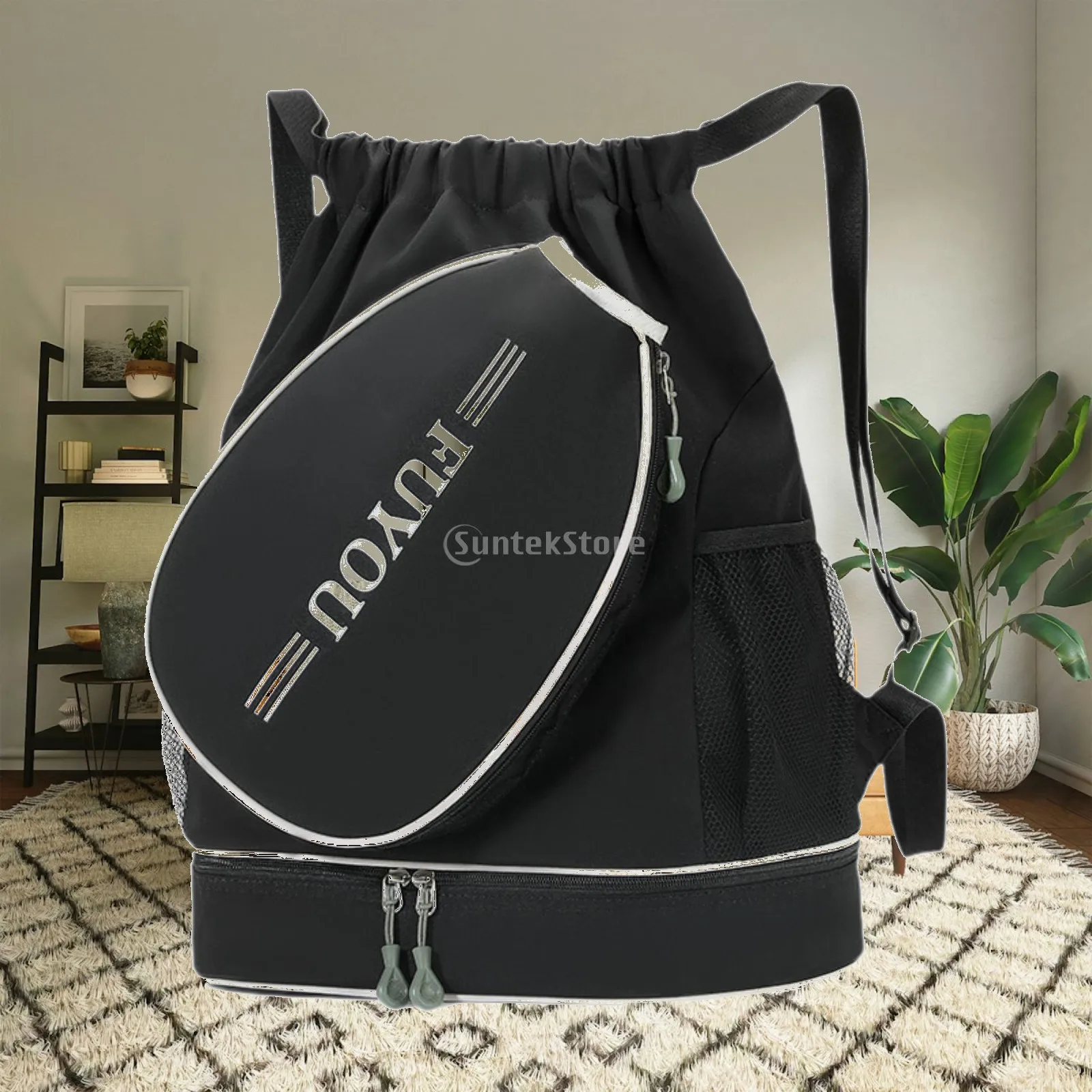 Tennis Backpack with Shoe Compartment Multi Pocket Sports Bag for Pickleball and Badminton Rackets