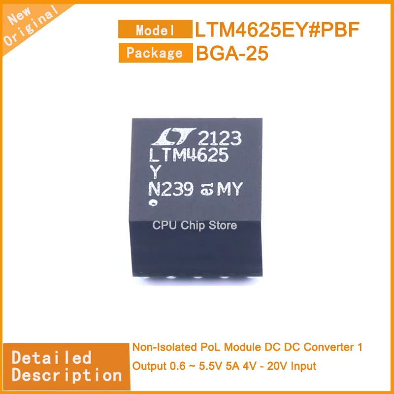 1~5Pcs   New Original  LTM4625EY#PBF  LTM4625EY  BGA-25 Non-Isolated PoL Module DC DC Converter 1 Output 0.6 ~ 5.5V 5A 4V - 20V