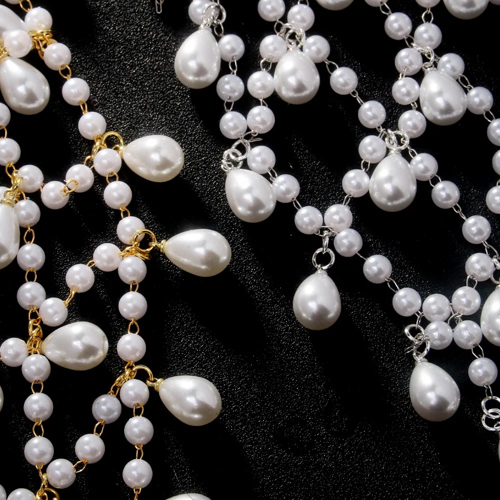 الأبيض اللؤلؤ قلادة رئيس سلسلة رائعة الزفاف الجبين مجوهرات الزفاف الشعر سلسلة حك اكسسوارات للنساء هدايا 2025 #5
