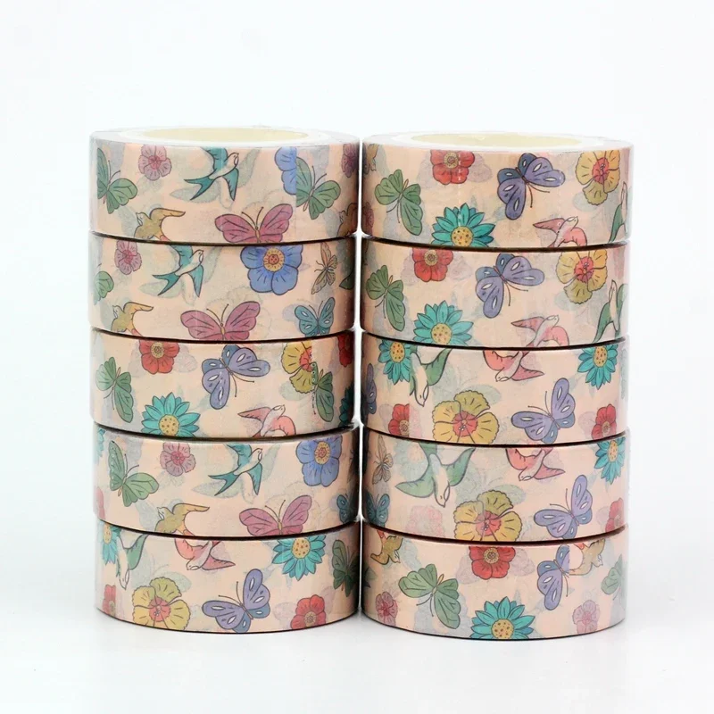 

Bulk NEW 10PCS./Lot Decor Swallow Butterfly Flower Washi Tapes for Scrapbooking Planner Adhesive Masking Tape Cute Stationery