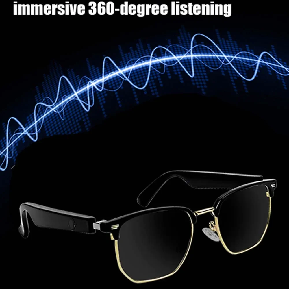 Lunettes de soleil musicales intelligentes, casque Bluetooth sans fil, casque audio HIFI, lunettes de conduite, appels mains libres, 2024