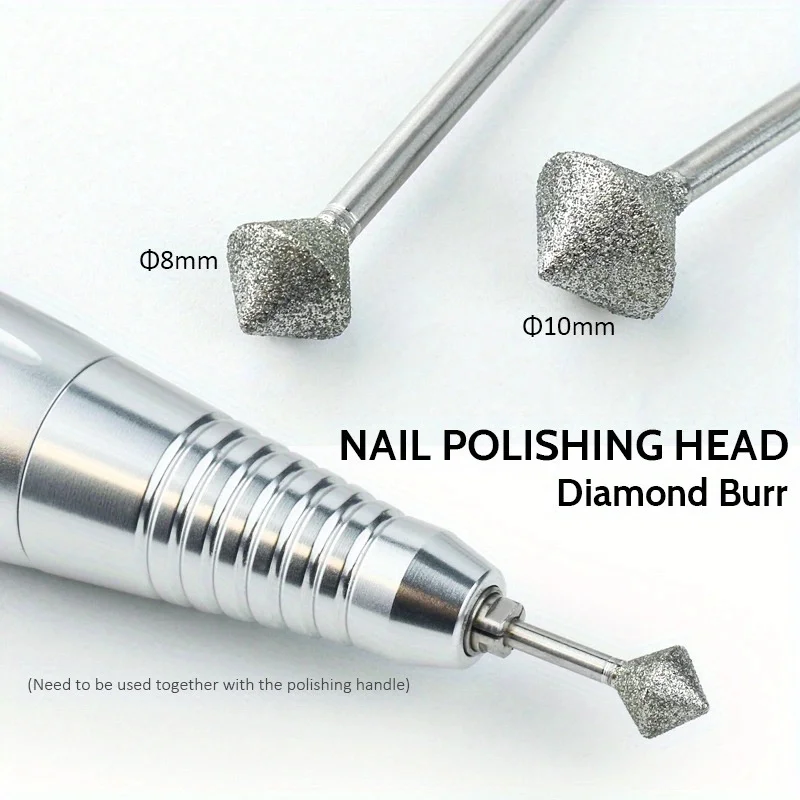1PC 8mm Wiertła do paznokci w kształcie rombu Diamentowe pilniki elektroniczne Okrągłe krawędzie Manicure Pedicure Głowica szlifierska do elektrycznej wiertarki do paznokci