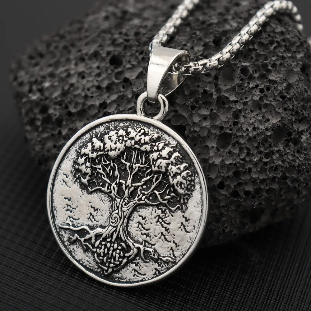 New Vintage Viking Tree of Life Pendant Charm Men\'s Necklace Fashion Hip Hop Punk Accessories Jewelry Party Gift Wholesale