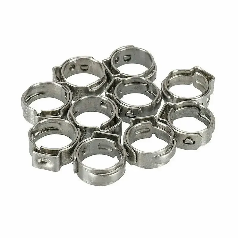 10 Stück 304 Edelstahl-Schlauchschellen, 5,3–31,6 mm, einzelne Ohrclips für Rohr-/Rohrverbindungen