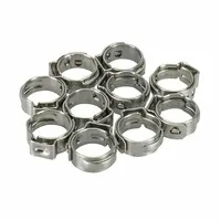 10pcs 304 Stainless Steel Hose Clamps 5.3-31.6mm Single Ear Clips for Pipe/Tube Connections