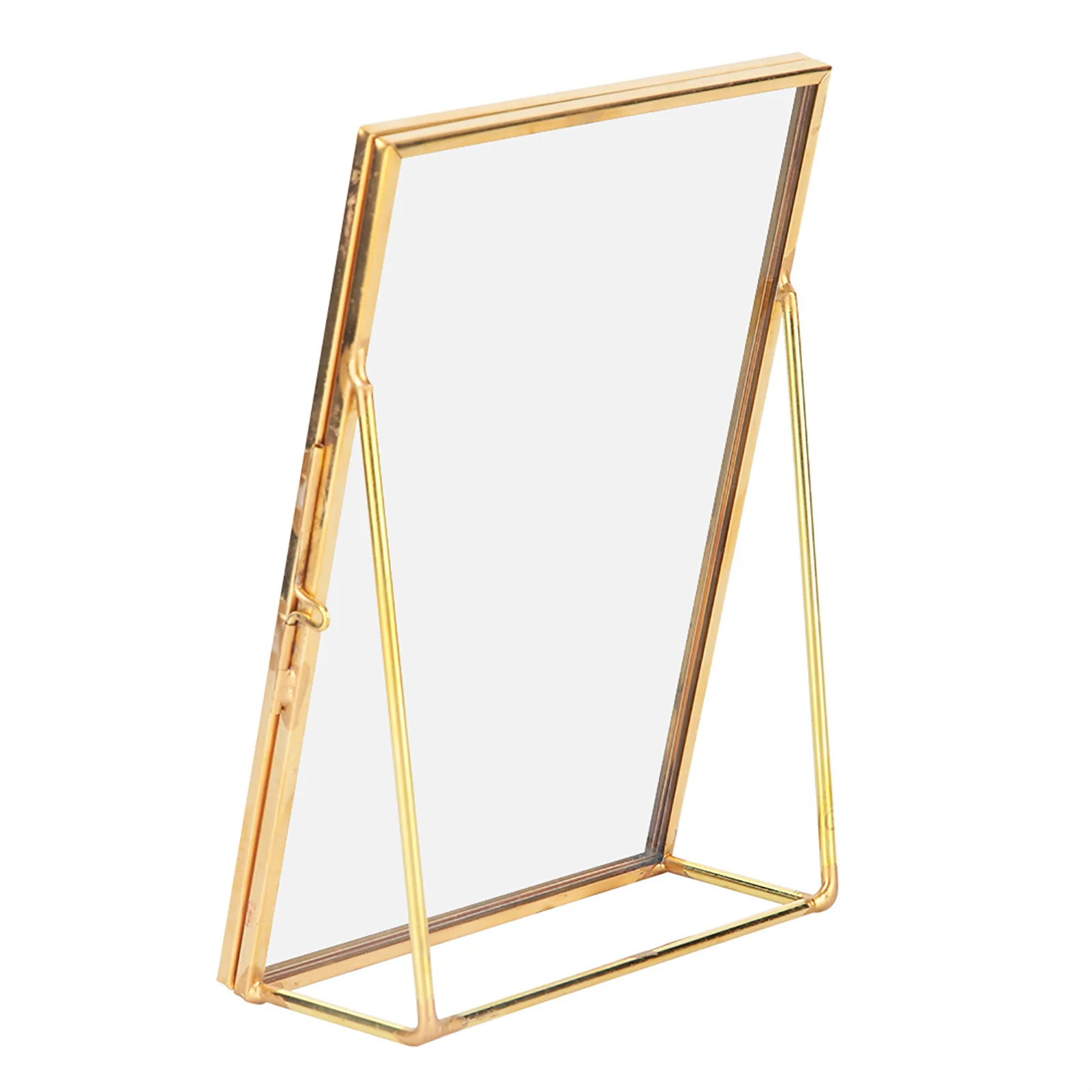 6*8inch Metal Strip Photo Frame Brass Retro Glass Metal Desktop Photo Frame Bracket Copper Strip Metal Photo Frame