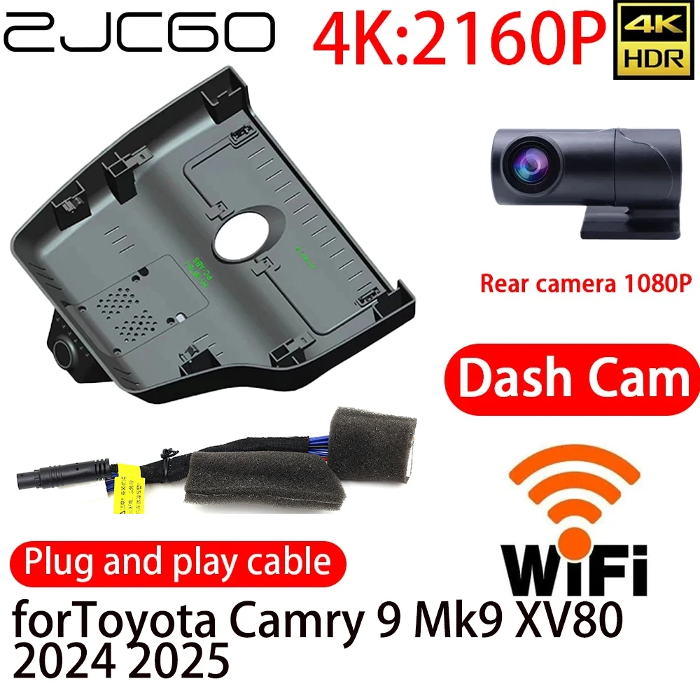 

ZJCGO 4K DVR Dash Cam Wifi Front Rear Camera 24h Monitor for Toyota Camry 9 Mk9 XV80 2024 2025