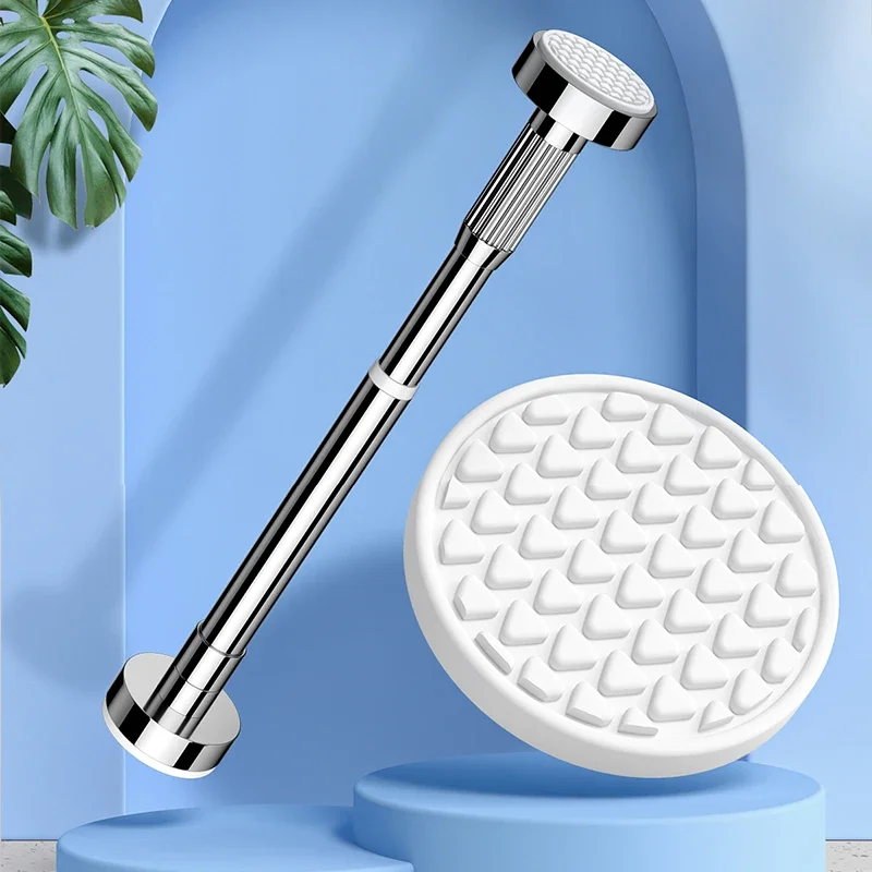 35-80cm Non Punching Telescopic Bathroom Shower Curtain Rod Bracket Clothes Hanging Pole Drying Rod Wardrobe Support