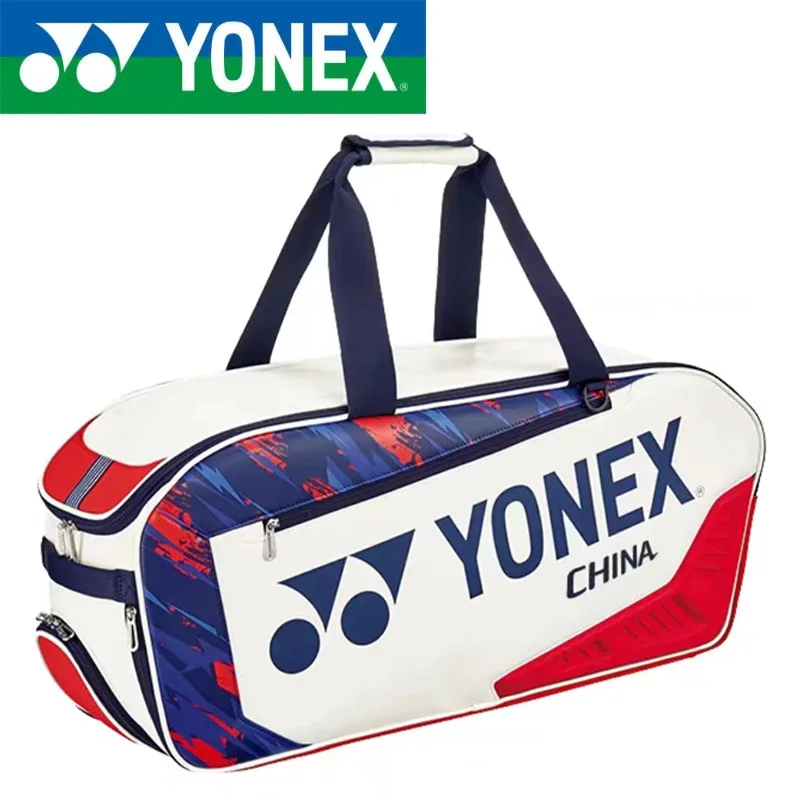 YONEX Original New Tournament Rectangular Leather Tennis Badminton Racket Bag for 5-7 Racquets with Insulation W/MOG BA02331WEX