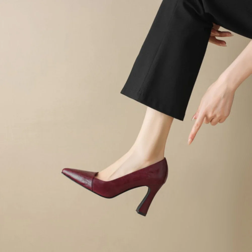 

Женские туфли на высоком каблуке из натуральной кожи в европейском и американском стиле, универсальная и удобная женская обувь для банкетов и работы.