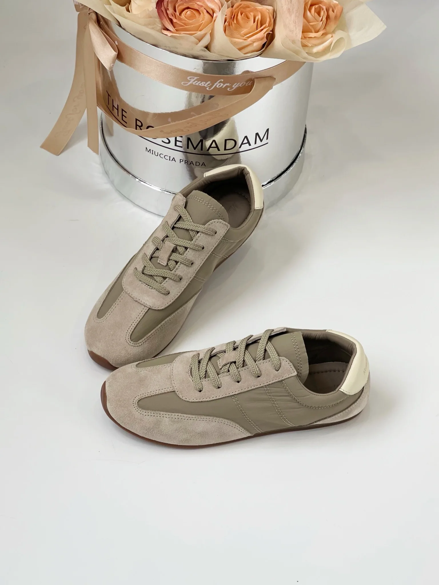 Jenny&Dave Girls Block Vulcanized Sports Sneakers Shoes Women Minimalist Retro Color Genuine Leather Breathable Casual Shoes