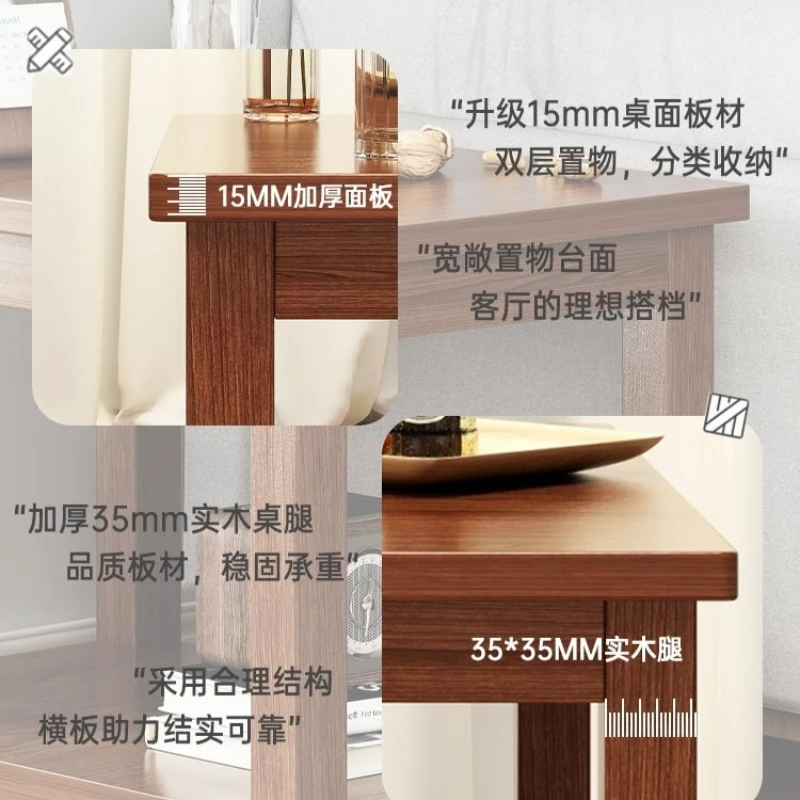 New Elegant Premium Sturdy Square Solid Wood Tea Table, Vintage Small Side Table for Living Room, Compact Four‑Legged Tea Stand.