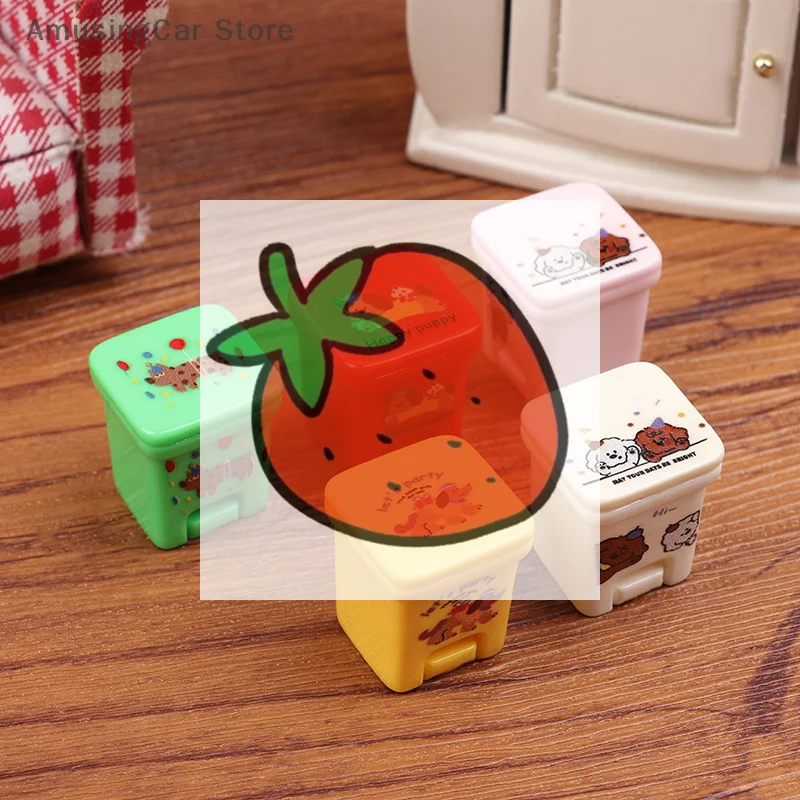 Set of 5 Cartoon Garbage Can Designs; Miniature Dollhouse Furniture; Fun Pretend Play Toy Accessories