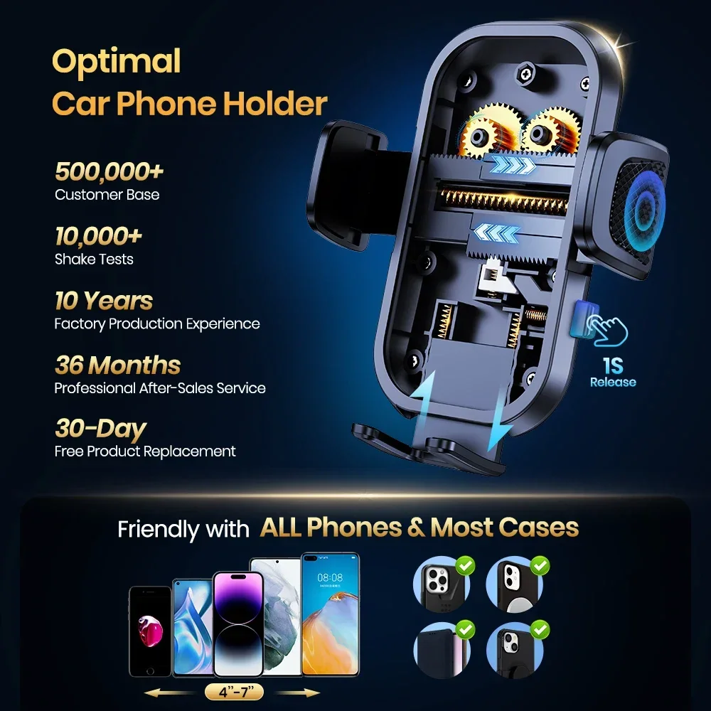TOPK Super Stable Car Phone Holder, Magnetic Phone Holder Car Dashboard and Air Vent Mount, Compatible with All Smartphones