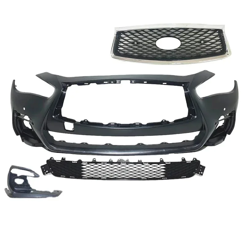 

Car body kits Q50 Q50s 2018 2019 2020 2021 Sports Front Bumper Fog Light Covers Grille Complete With Holes