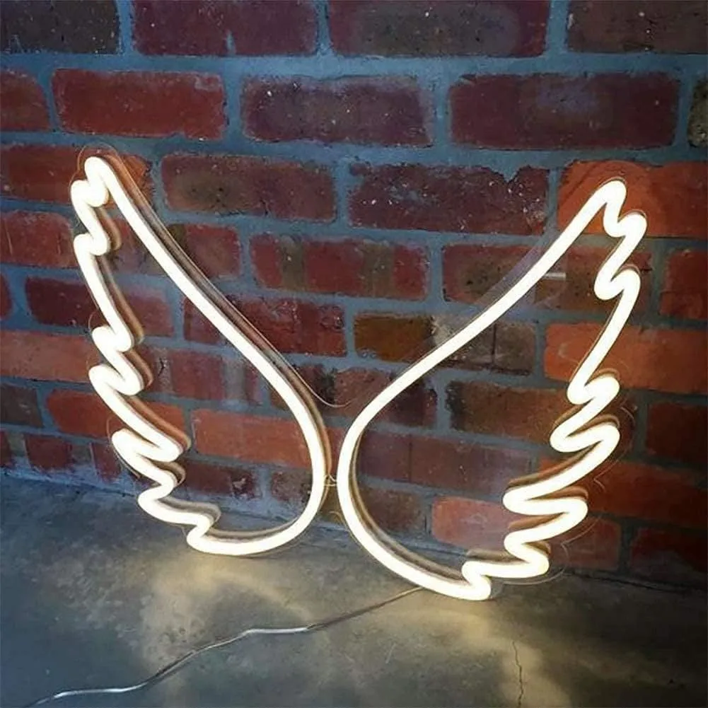 

Angel Wing Neon Signs Led Wall Decor Light Sign USB Operated Backplane Hanging for Girls Bedroom Kids Wedding Birthday Gifts