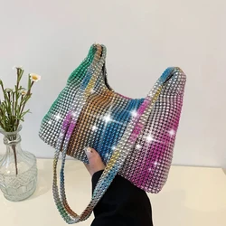 Fashion Rhinestone Shiny Handbag Women Evening Clutch Tote Purse Causal Shoulder Bag