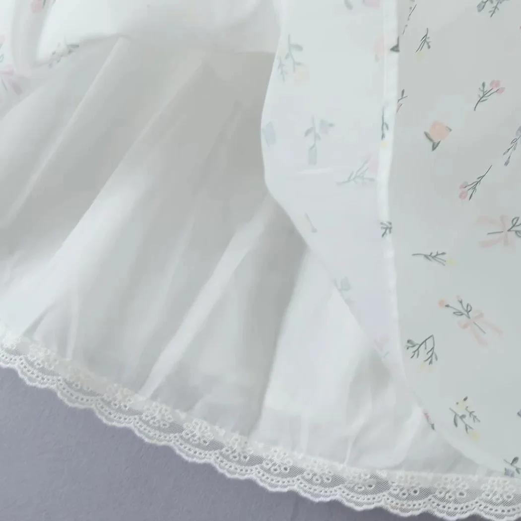 الرجعية الأزهار الدانتيل الربط الخصر Cinched Strapl Dr المرأة Faion الخريف جديد Sle الحلو ألف خط ثوب قطعة واحدة الدكتور #4