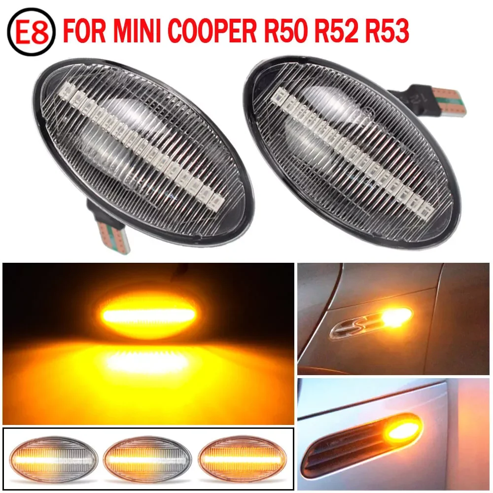 

Светодиодный боковой габаритный указатель поворота, индикатор повторителя проточной воды, динамический поворотник для BMW MINI Cooper R50 R52 R53 2002-2008