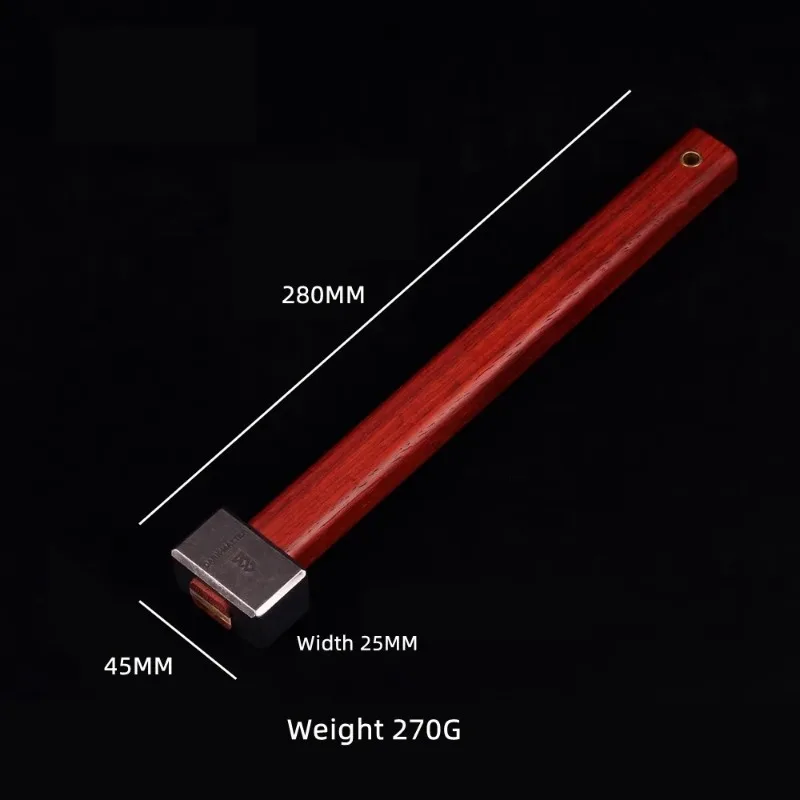 Mini Square Hammer 45x25MM HRC56+ 440C Steel Head with Rosewood Long Handle Classic Hand Tools 270G