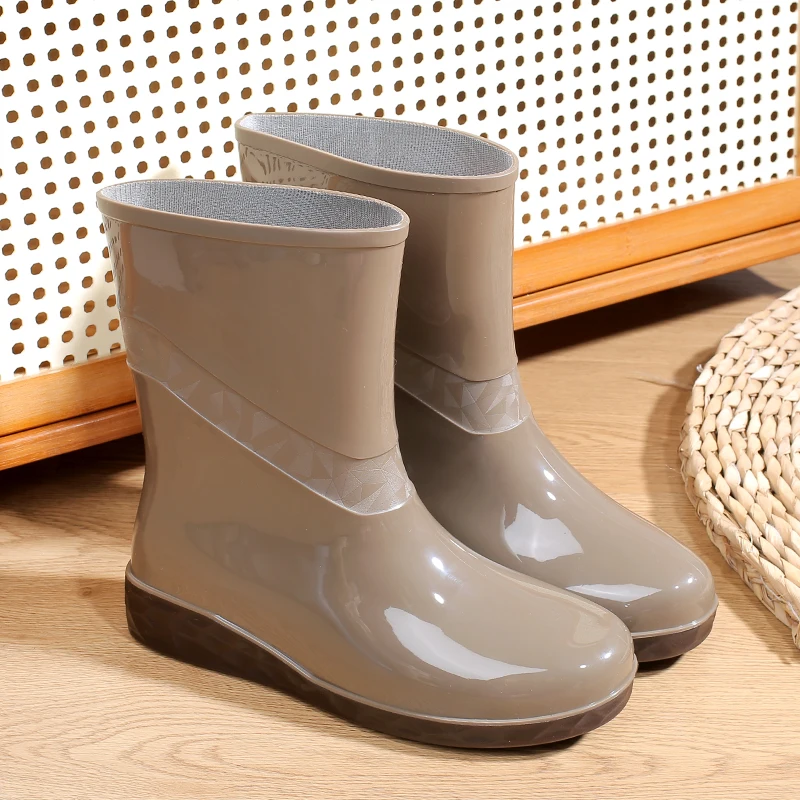 Women High-end Waterproof Rain Boots Women's Knee-length Fashion Rubber Rain Boots Girls' Shoes Rain Boots PVC Waterproof Shoes view 6