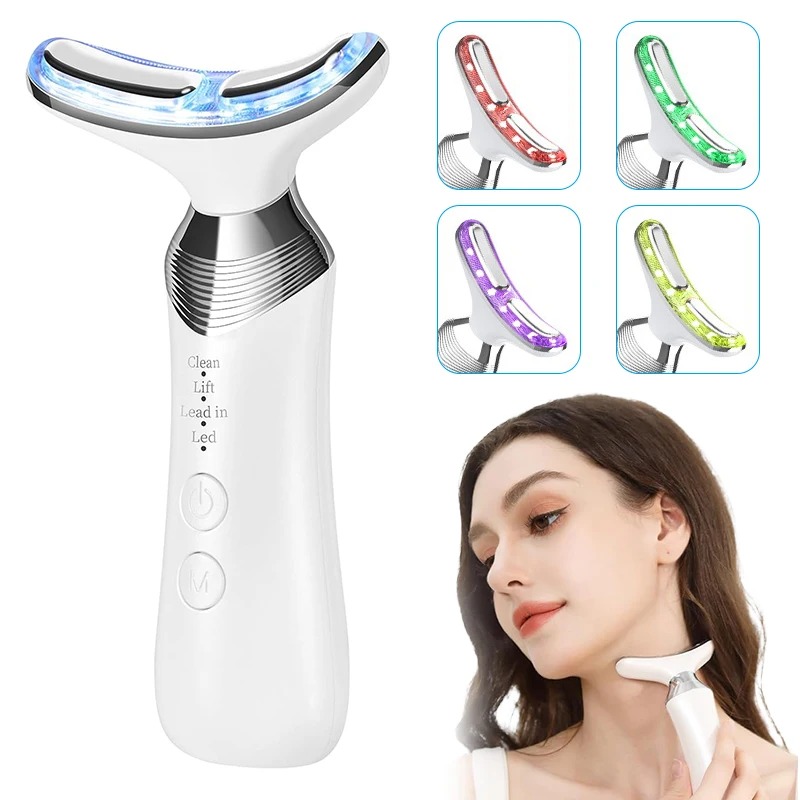 

Neck Massager Facial Lift 4 Colors LED Red Blue Light Microcurrent Photon Therapy Skin Tightening Device LED Beauty Instrument
