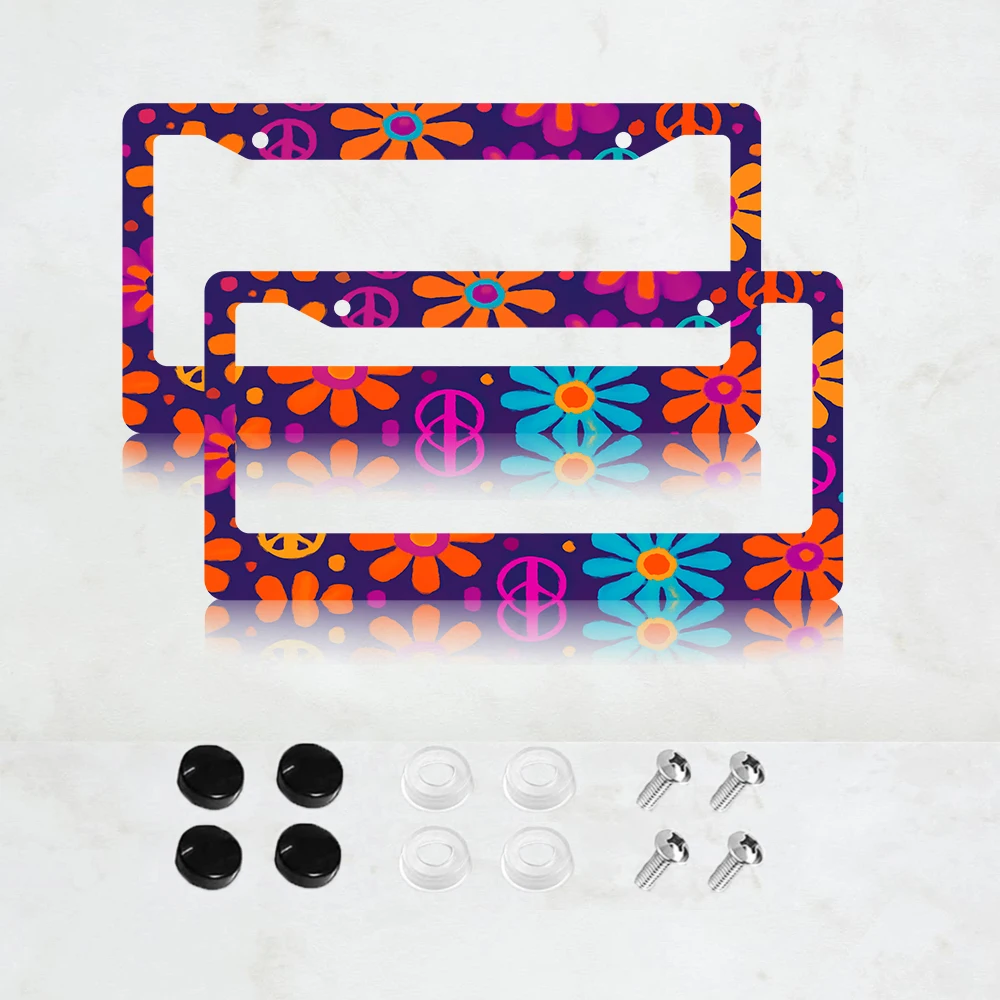 

2 шт. рамки для номерных знаков с 2 отверстиями, алюминиевые, 6x12 дюймов, с винтами, забавный ретро-дизайн с мультяшными персонажами, стандартный размер для США, Канады, Мексики