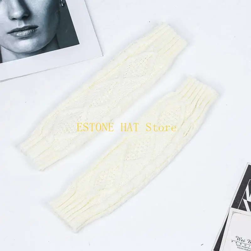 49MF 2pack Fingerless Crochet Gloves Stretchy Plush Mittens Commuters Fashion Glove for Daily Commutes