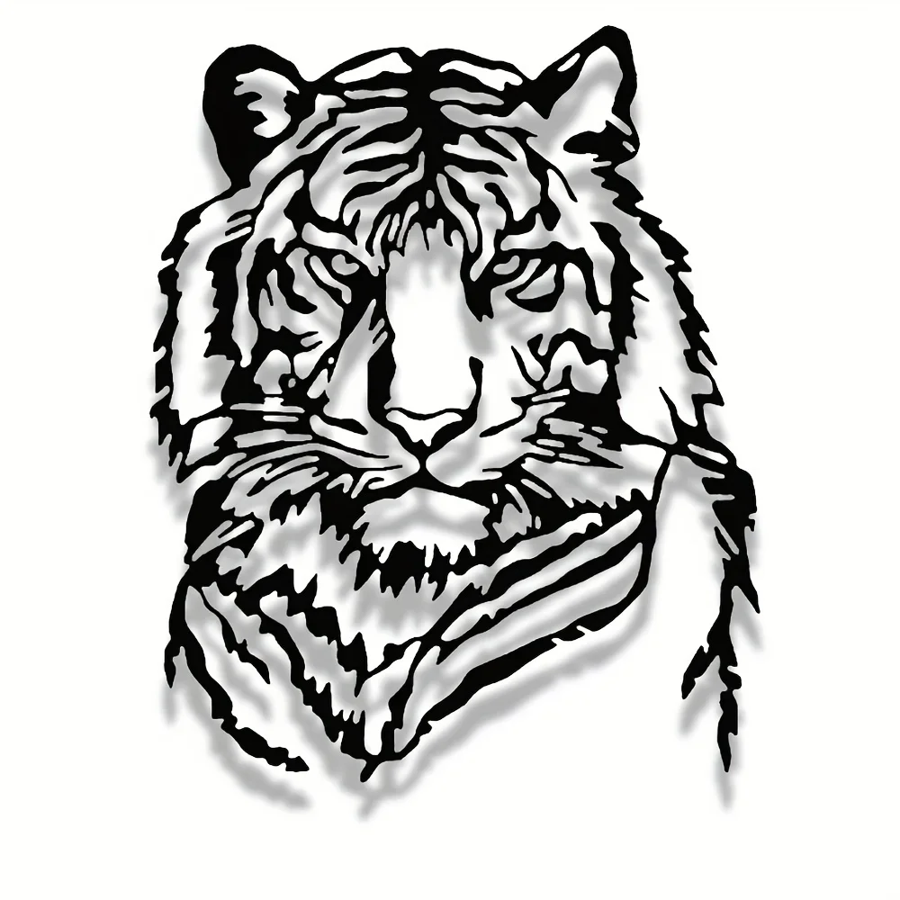 Vintage Tiger Head Metal Wall Decor Wall Art Modern Minimalist Iron Sculpture for Living Room Office Studio Entryway Coffee Bar