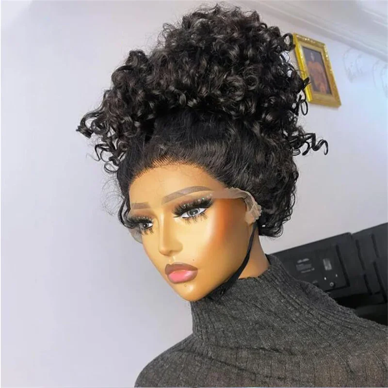 Soft 26inch Long Kinky Curly Black180Density Lace Front Wig For Black Women Babyhair Preplucked Heat Resistant Glueless Daily