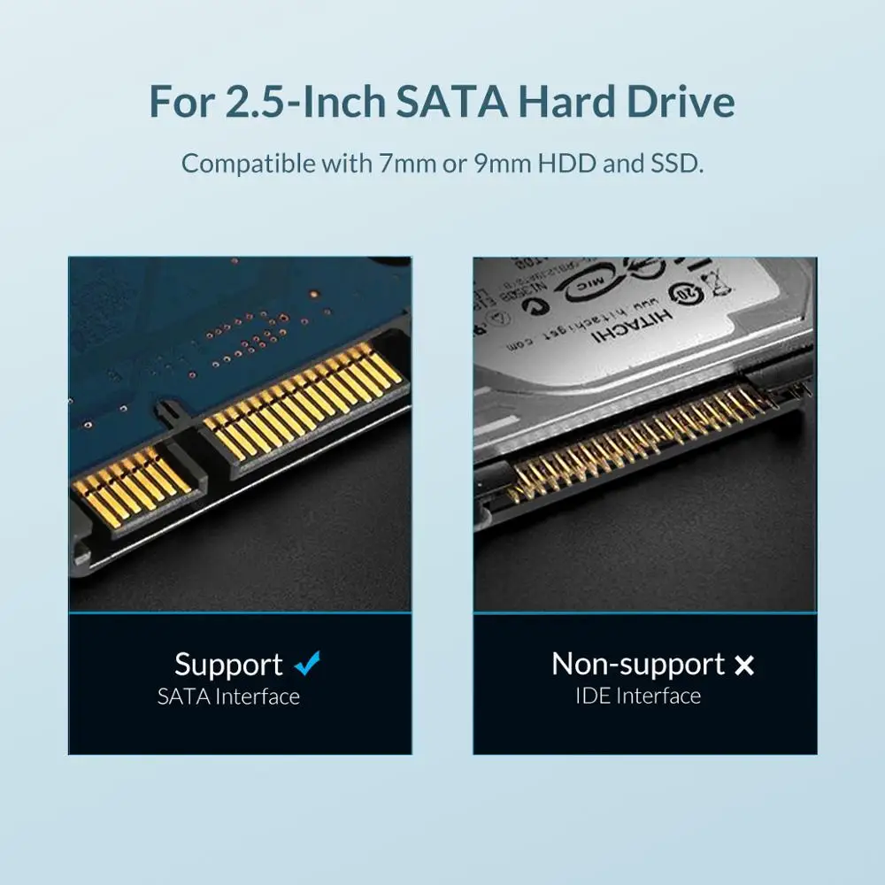 ORICO-Caddy de Drve duro de 2,5 pulgadas para ordenador portátil, jaula óptica para HDD, Caddy de disco SSD, soporte de aluminio, caja de unidad de disco duro de 2TB