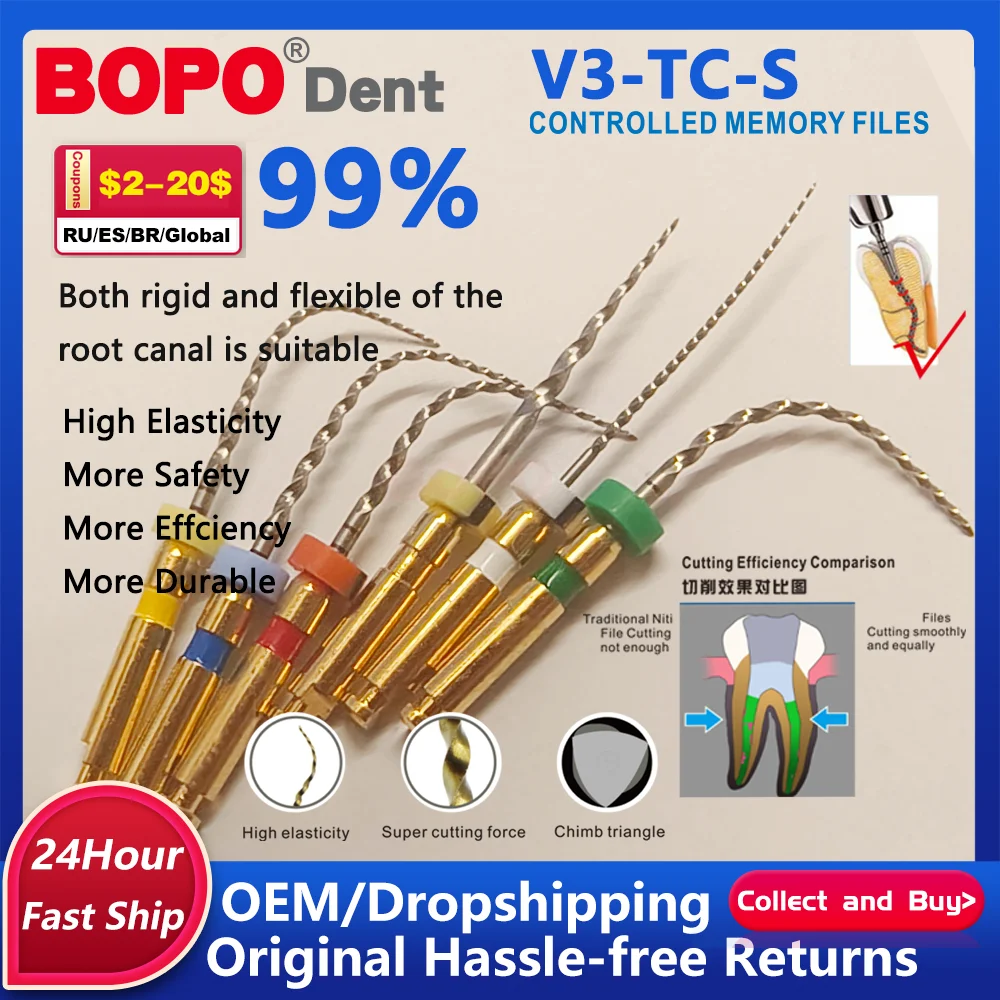 

6Pcs 25MM Dental Root Canal Files Taper Needles Endodontic File 25mm NITI Machine Use Root Canal Material Dentistry Instrument