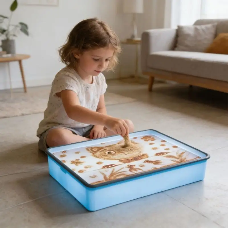 

Пластиковая детская коробка для рисования со светодиодными лампочками для творческой игры и обучения в классе или дома A2UB