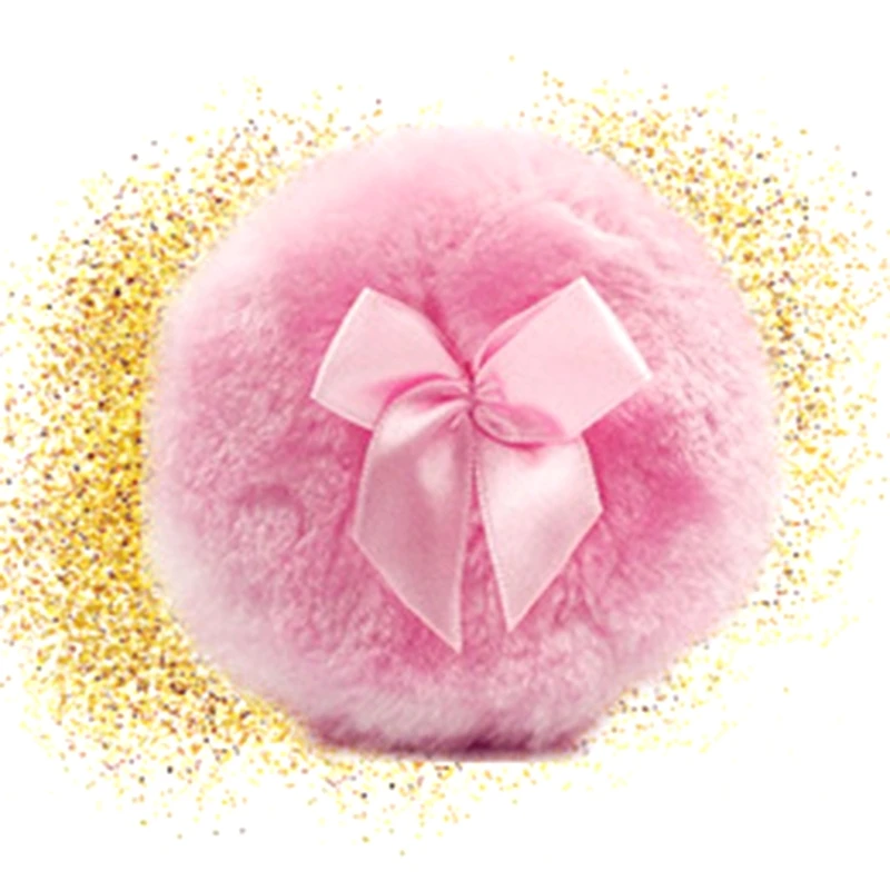 4 Inch Large Fluffy Powder Puff for Body Transparent Plastic Bag Sealed Round Powder Loose Puff with Ribbon Bow Drop Shipping