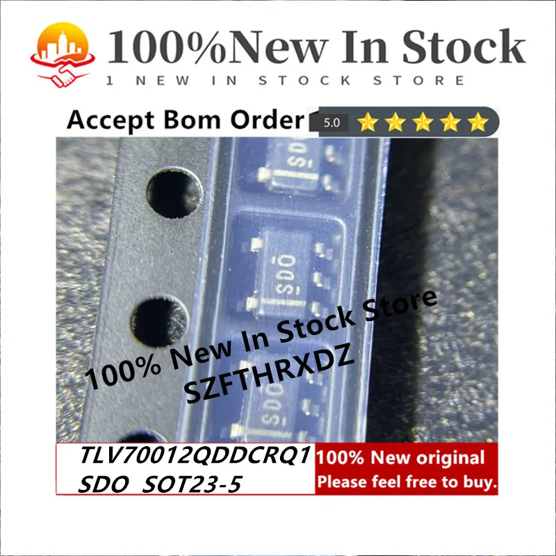 

100% NEW ORIGINAL TLV70012QDDCRQ1 SDO SOT23-5 LDO Regulator Pos 1.2V 0.2A Automotive AEC-Q100 5-Pin TSOT-23 T/R