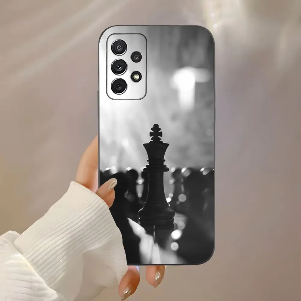 chess board Pieces Phone Case For Samsung Galaxy A91,A80,A73,A72 ,A71,A53A52,A32 ,A31A22,A21s,A20,Black Cover