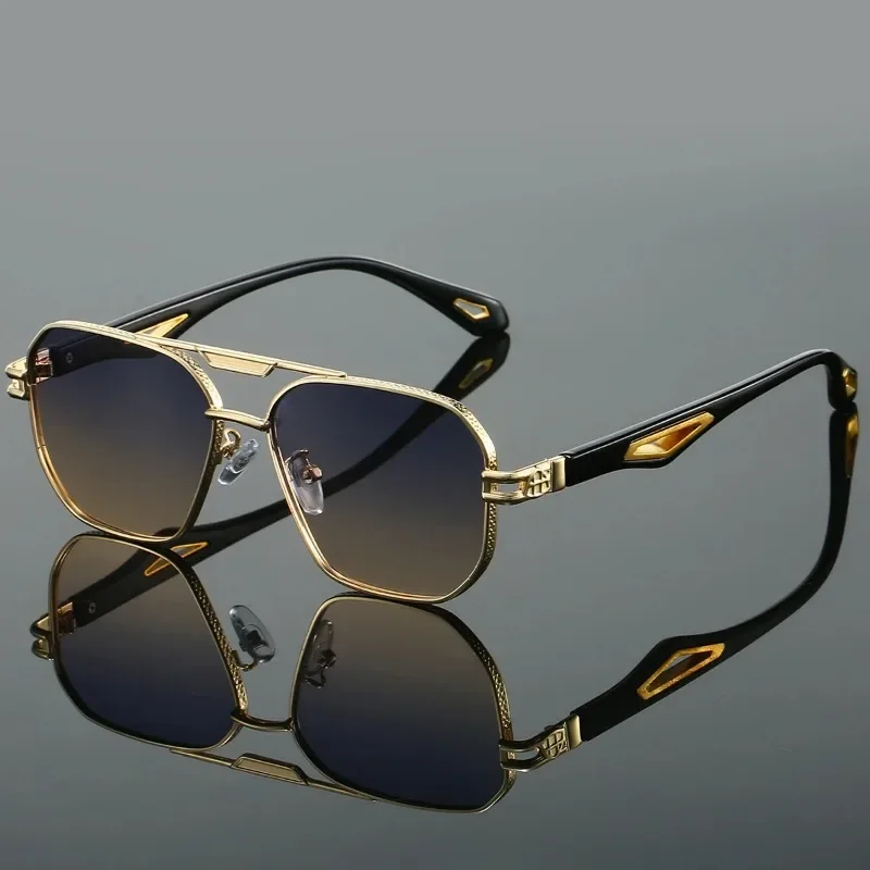 Vintage Square Sunglasses Men New Classic Double Bridge Gradient Shades Trendy Retro Brand Designer Outdoor Sun Glasses UV400