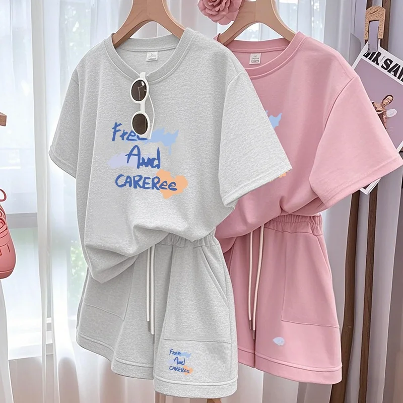

Loose Short Sleeve Korean Style Women's Set Summer New Arrival plus Size Wide Leg Pants Four Seasons Green High End Fashion