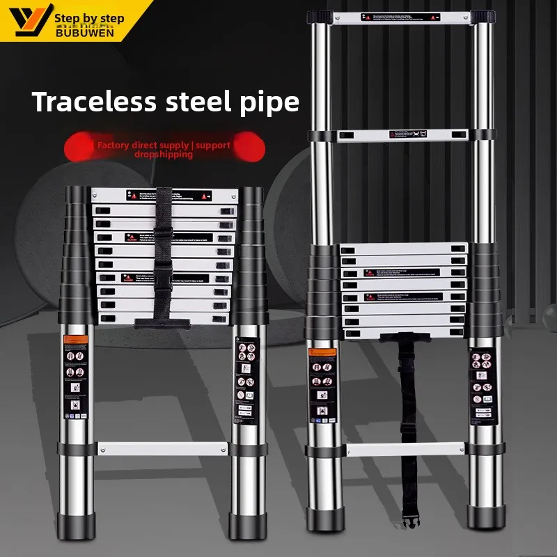 Stainless Steel Telescopic Ladder Dual Use Hinges A Frame Folding Home Ladder Wholesale Manufacturer Home Folding Ladder