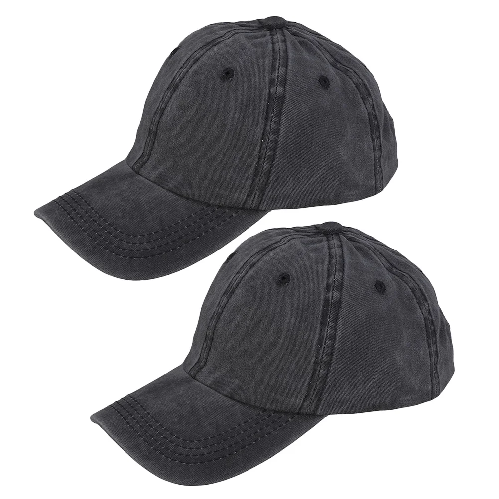 

2pcs Baseball Cap Men Adjustable Vintage Golf Hats Cotton Breathable Sun Protection Duckbill Caps Youth Outdoor Plain Style